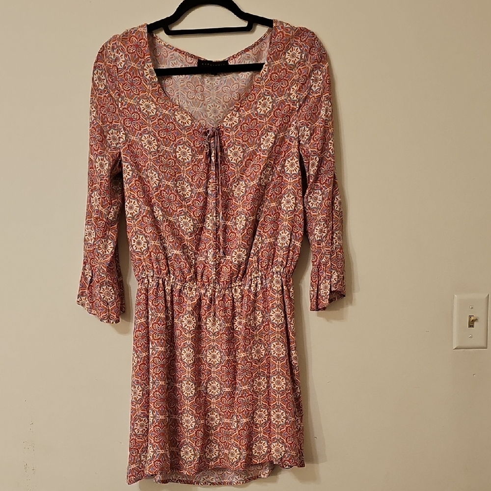 Sanctuary Salmon and Cream Long Sleeve Dress